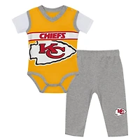 Infant Outerstuff  Gold/Heather Gray Kansas City Chiefs Two-Piece Jersey Bodysuit & Pants Set