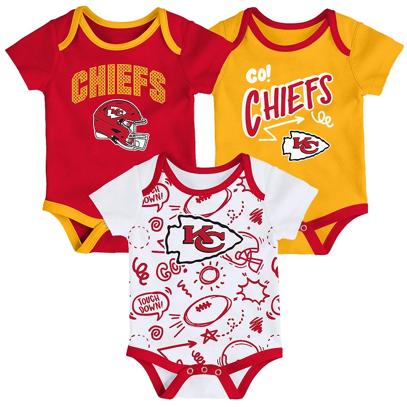 Infant Outerstuff  Kansas City Chiefs All Day Play Three-Piece Bodysuit Set