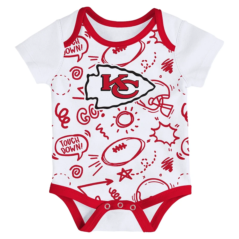 Infant Outerstuff  Kansas City Chiefs All Day Play Three-Piece Bodysuit Set