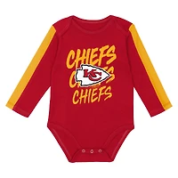 Ensemble 3 pièces pour bébé Outerstuff rouge/or Kansas City Chiefs Double Down, body et pantalon