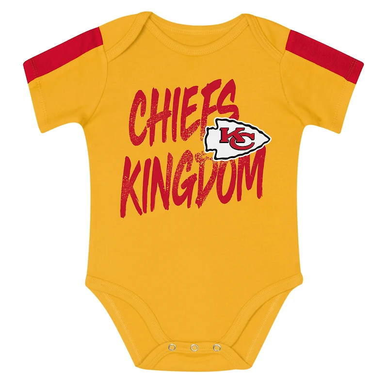 Ensemble 3 pièces pour bébé Outerstuff rouge/or Kansas City Chiefs Double Down, body et pantalon