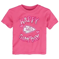 T-shirt rose pour bébé avec inscription « Happy Gameday » des Kansas City Chiefs