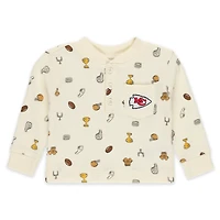 Infant WEAR by Erin Andrews Cream Kansas City Chiefs Two-Piece Waffle-Knit Sleep Set
