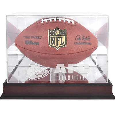 Vitrine de présentation de ballon de football en acajou des Kansas City Chiefs, champions de l'AFC 2022
