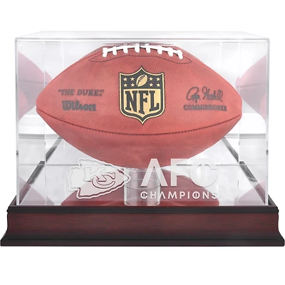 Vitrine de présentation du logo de football des Kansas City Chiefs, champions de l'AFC 2023