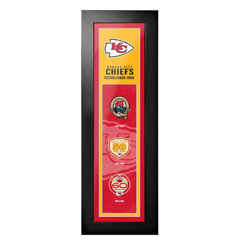 Kansas City Chiefs - 6'' x 22'' Logos to History Art encadré