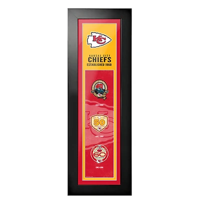 Kansas City Chiefs - 6'' x 22'' Logos to History Art encadré