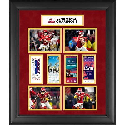 Collage de billets encadré 20" x 24" des quatre fois champions du Super Bowl des Chiefs de Kansas City
