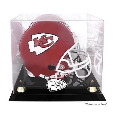 Vitrine pour casque Golden Classic des Kansas City Chiefs avec fond miroir