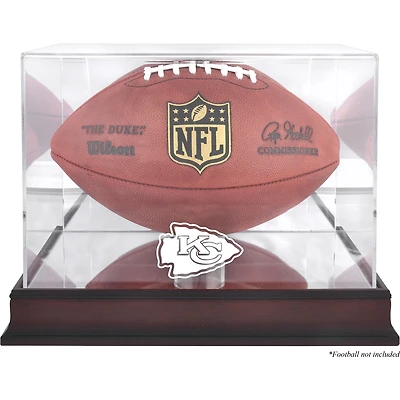 Vitrine de présentation du logo de football des Kansas City Chiefs en acajou avec dos en miroir