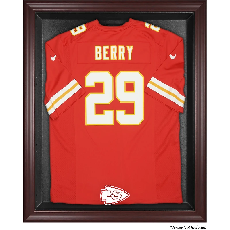 Vitrine de présentation encadrée en acajou pour maillots des Kansas City Chiefs