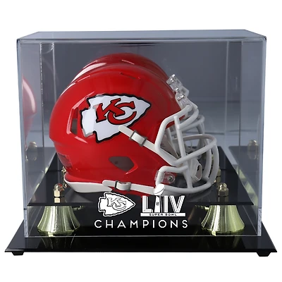 Kansas City Chiefs Super Bowl LIV Champions Golden Classic Mini Helmet Logo Display Case
