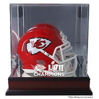 Kansas City Chiefs Super Bowl LVII Champions Mahogany Mini Helmet Logo Display Case
