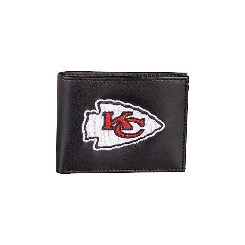 Portefeuille à deux volets brodé en cuir synthétique des Kansas City Chiefs