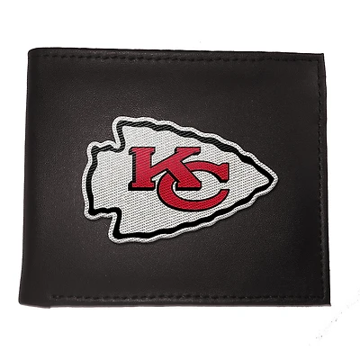 Portefeuille à deux volets brodé en cuir synthétique des Kansas City Chiefs