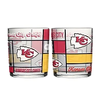 Logo Brands Kansas City Chiefs 12oz. Quilted Stained Two-Pack Rocks Glass Set
