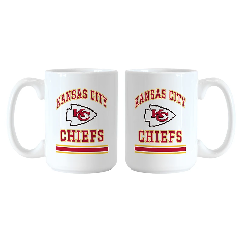 Ensemble de tasses Logo Brands Kansas City Chiefs 15 oz. Modèle actuel et rétro