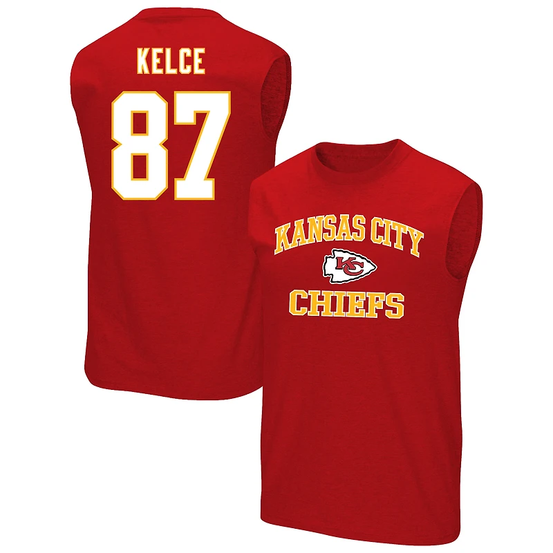 Men's Fanatics Travis Kelce Red Kansas City Chiefs Big & Tall Player Name Number Muscle Tank Top