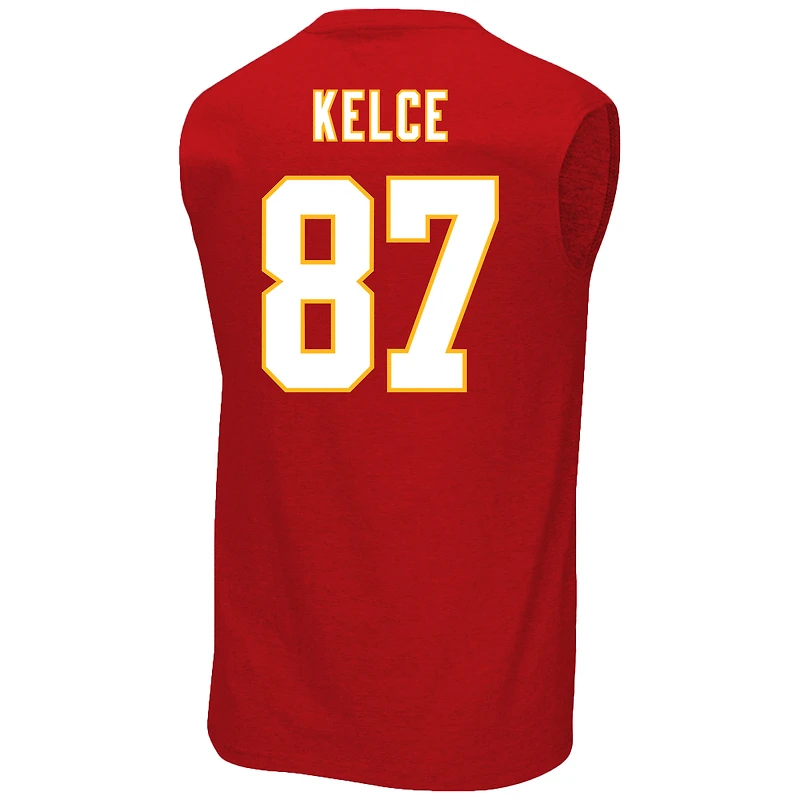 Men's Fanatics Travis Kelce Red Kansas City Chiefs Big & Tall Player Name Number Muscle Tank Top