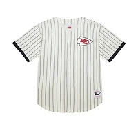Men's Mitchell & Ness  Cream Kansas City Chiefs Final Seconds Vintage Logo Mesh Button-Up Shirt