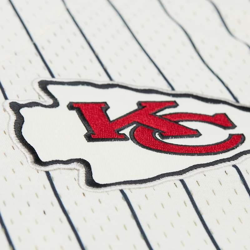 Men's Mitchell & Ness  Cream Kansas City Chiefs Final Seconds Vintage Logo Mesh Button-Up Shirt