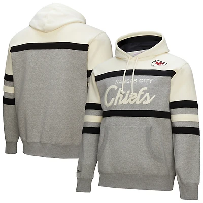 Men's Mitchell & Ness  Heather Gray Kansas City Chiefs Head Coach Vintage Logo Pullover Hoodie
