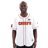 Maillot de baseball à boutons complets pour homme Starter White Kansas City Chiefs Relay