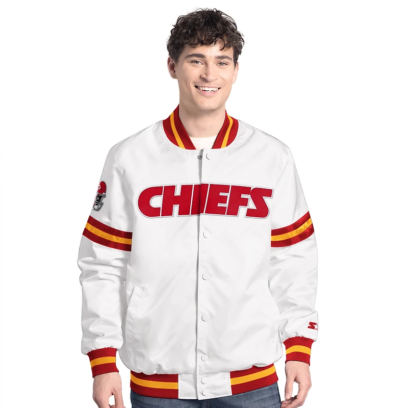Men's Starter  White Kansas City Chiefs Scout Full-Snap Varsity Jacket