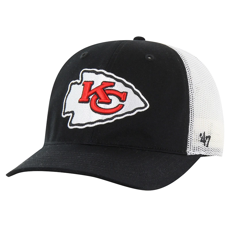 Men's '47 Black/White Kansas City Chiefs Team Unstructured Trucker Adjustable Hat