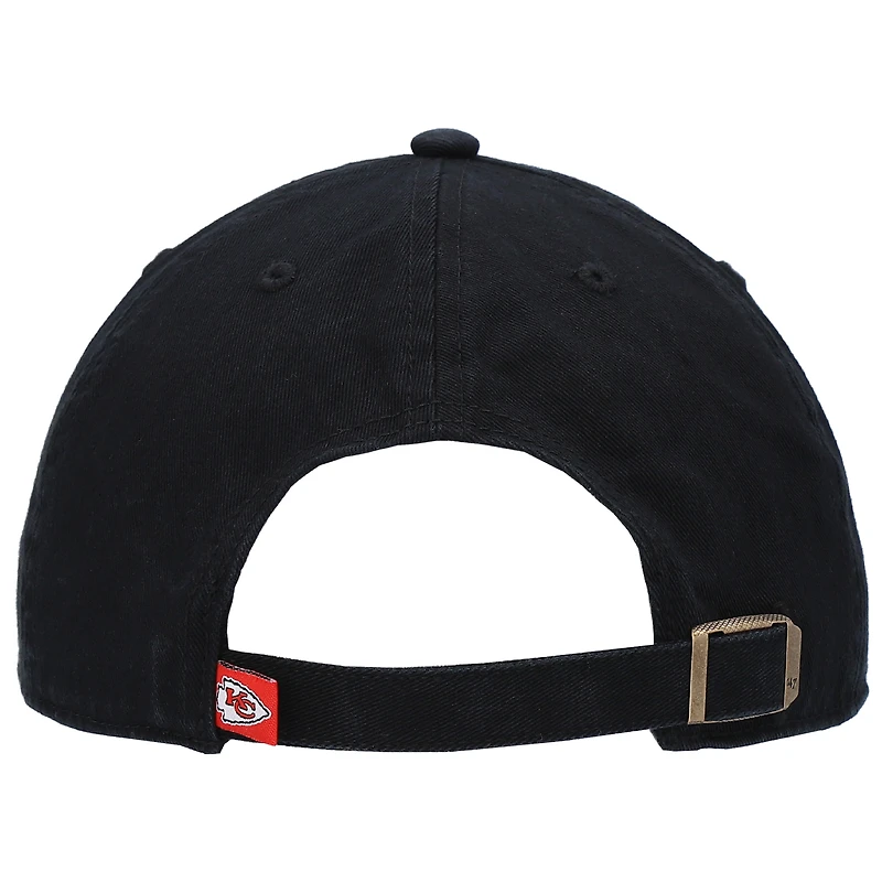 Men's '47 Black Kansas City Chiefs Clean Up Script Adjustable Hat