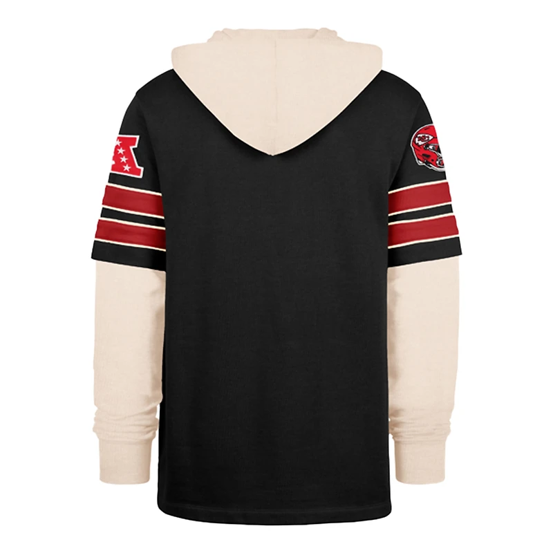 Men's '47  Black Kansas City Chiefs Split Zone Cornerback Duo Lacer Hoodie