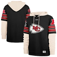 Men's '47  Black Kansas City Chiefs Split Zone Cornerback Duo Lacer Hoodie
