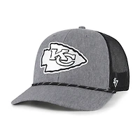 Men's '47 Heather Charcoal Kansas City Chiefs Carbon Rope Trucker Adjustable Hat