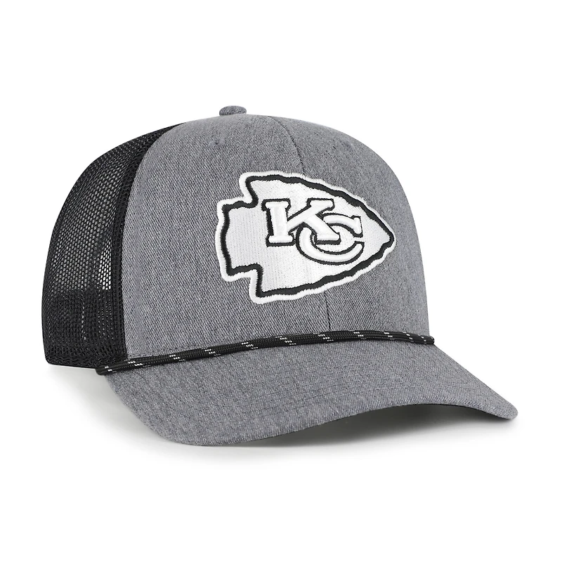 Men's '47 Heather Charcoal Kansas City Chiefs Carbon Rope Trucker Adjustable Hat