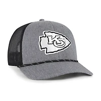 Men's '47 Heather Charcoal Kansas City Chiefs Carbon Rope Trucker Adjustable Hat