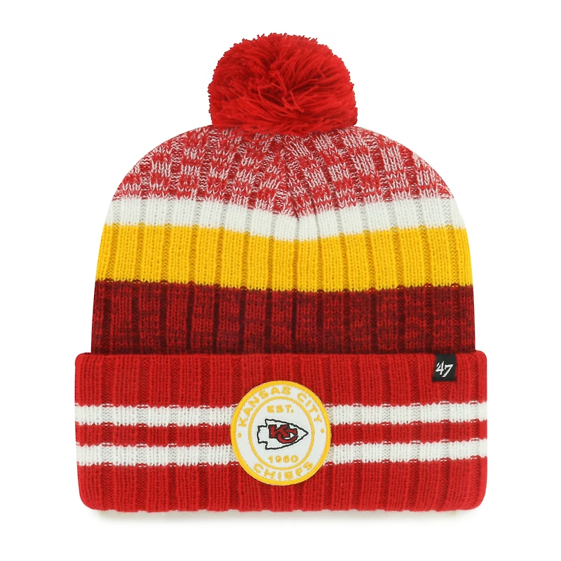Bonnet tricoté à revers Quiver des Kansas City Chiefs '47 pour homme avec pompon