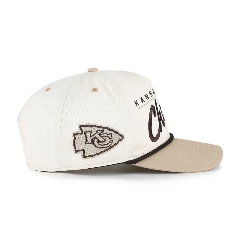 Casquette homme '47 Kansas City Chiefs, couleur naturelle/beige, modèle Hitch Rope, à réglage par corde.