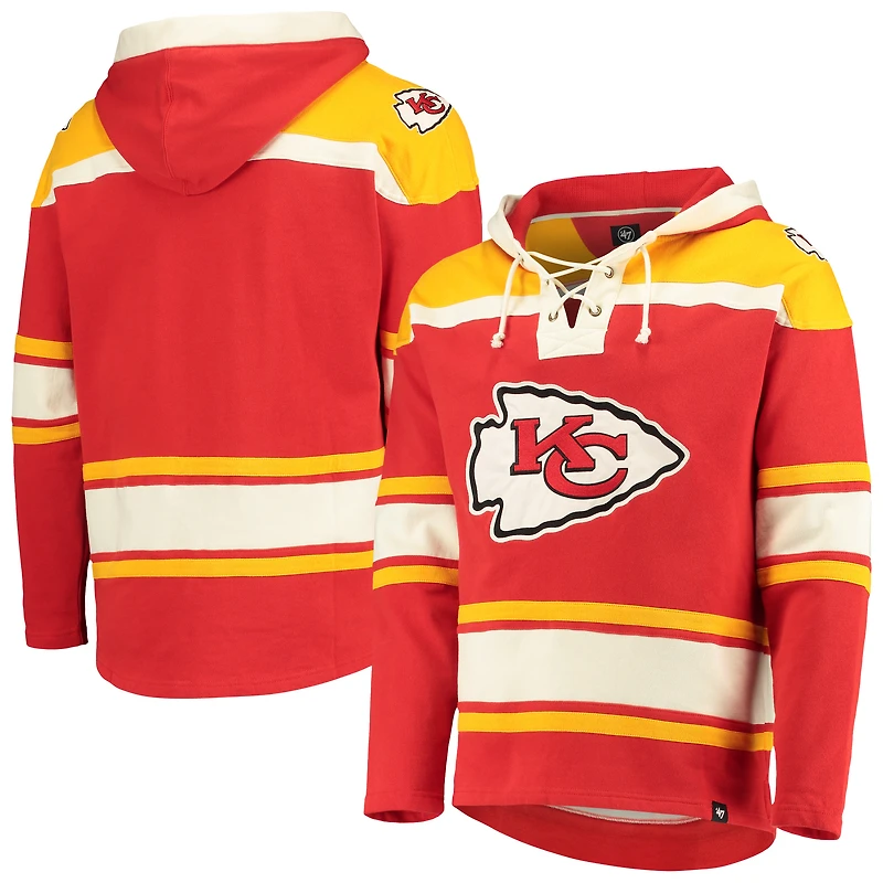 Men's '47 Red/Gold Kansas City Chiefs Lacer V-Neck Pullover Hoodie