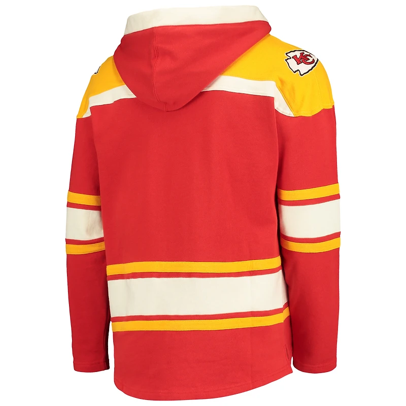 Men's '47 Red/Gold Kansas City Chiefs Lacer V-Neck Pullover Hoodie