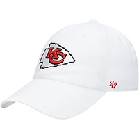 Men's '47 White Kansas City Chiefs Logo Clean Up Adjustable Hat