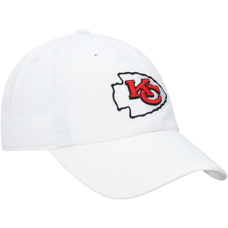 Men's '47 White Kansas City Chiefs Logo Clean Up Adjustable Hat