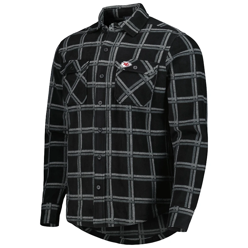 Men's Antigua Black Kansas City Chiefs Industry Flannel Button-Up Shirt Jacket