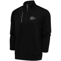 Men's Antigua Black Kansas City Chiefs Tonal Logo Generation Quarter-Zip Pullover Top