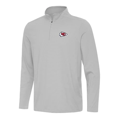 Men's Antigua  Gray/White Kansas City Chiefs Twine Quarter-Zip Jacket