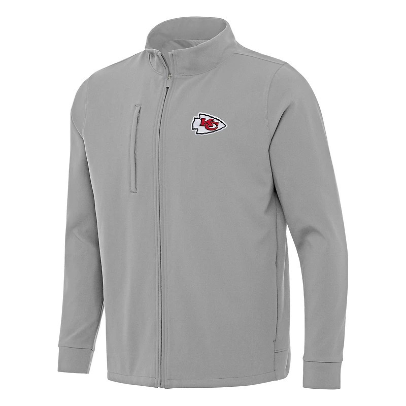 Men's Antigua  Gray Kansas City Chiefs Regard Full-Zip Jacket