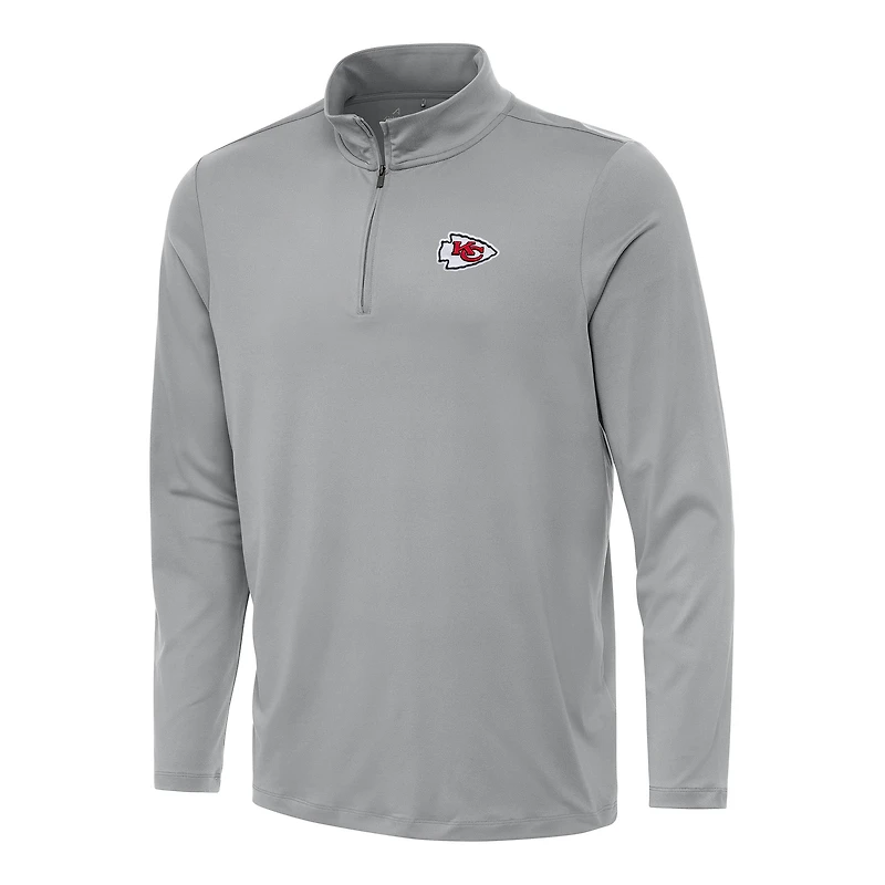 Men's Antigua Gray Kansas City Chiefs Reprocess Quarter-Zip Top