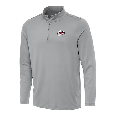 Men's Antigua Gray Kansas City Chiefs Reprocess Quarter-Zip Top