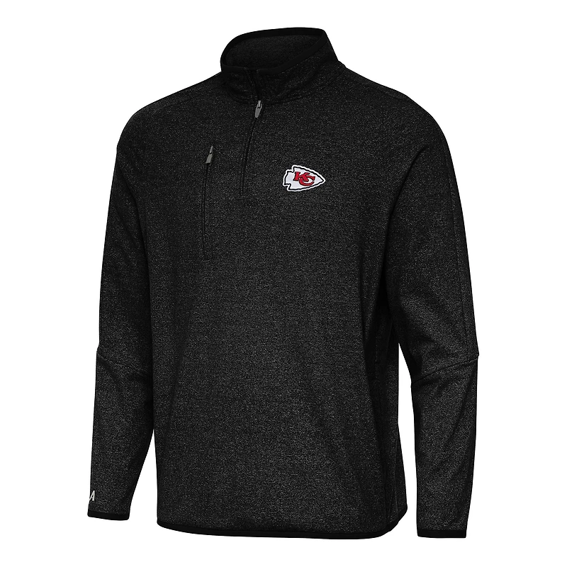 Haut à fermeture éclair quart de tour Certain Tri-Blend pour homme, noir chiné, des Chiefs Kansas City