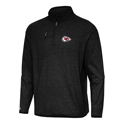 Haut à fermeture éclair quart de tour Certain Tri-Blend pour homme, noir chiné, des Chiefs Kansas City