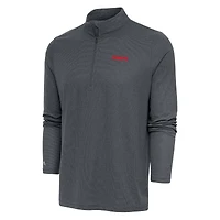 Men's Antigua Heather Charcoal Kansas City Chiefs Team Logo Throwback Quarter-Zip Pullover Top